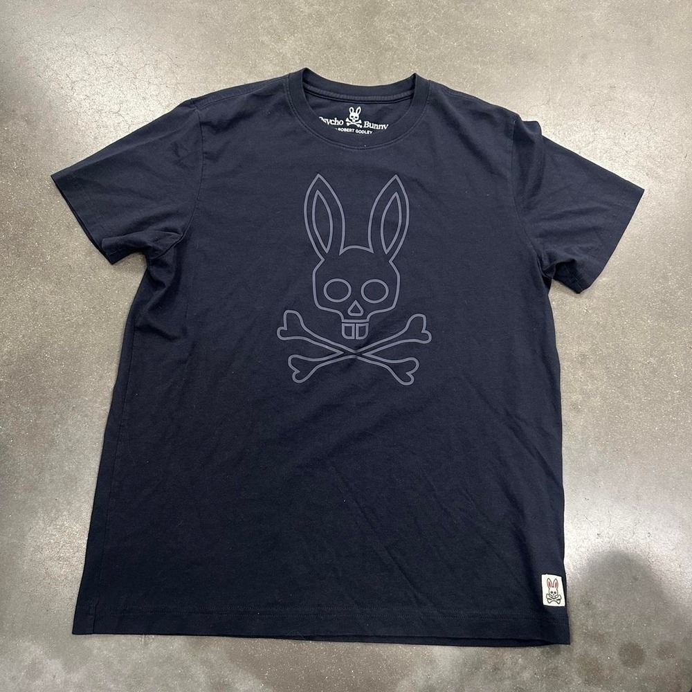 Psycho Bunny black crossbone bunny graphic t shirt Sz Med